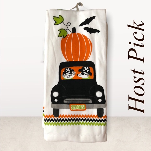 Unknown Other - HOST PICK 🎃 Halloween Pirate Cat & Dog In Old Timey Truck Kitchen Hand Towels